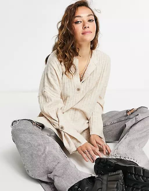 Free People Around The Clock knitted sweater set in beige | ASOS (Global)