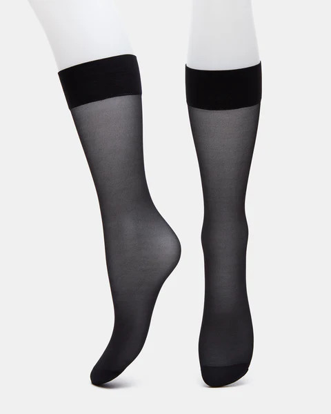 SHEER KNEE HIGH SOCKS BLACK | Steve Madden (US)