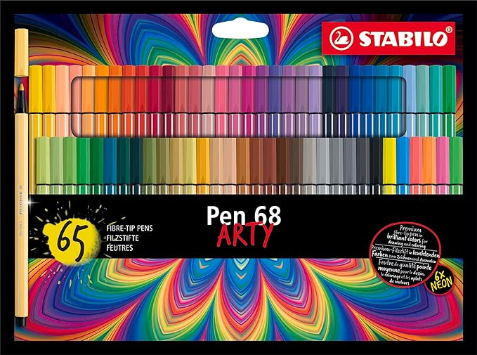 STABILO Feutre dessin Pen 68 - Etui carton ARTY x 65 feutres de coloriage pointe moyenne - gamme ... | Amazon (FR)