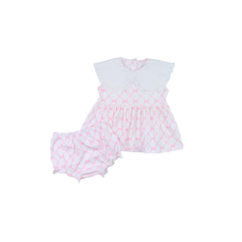 Pink And White Bow Knit Diaper Set | Cecil and Lou