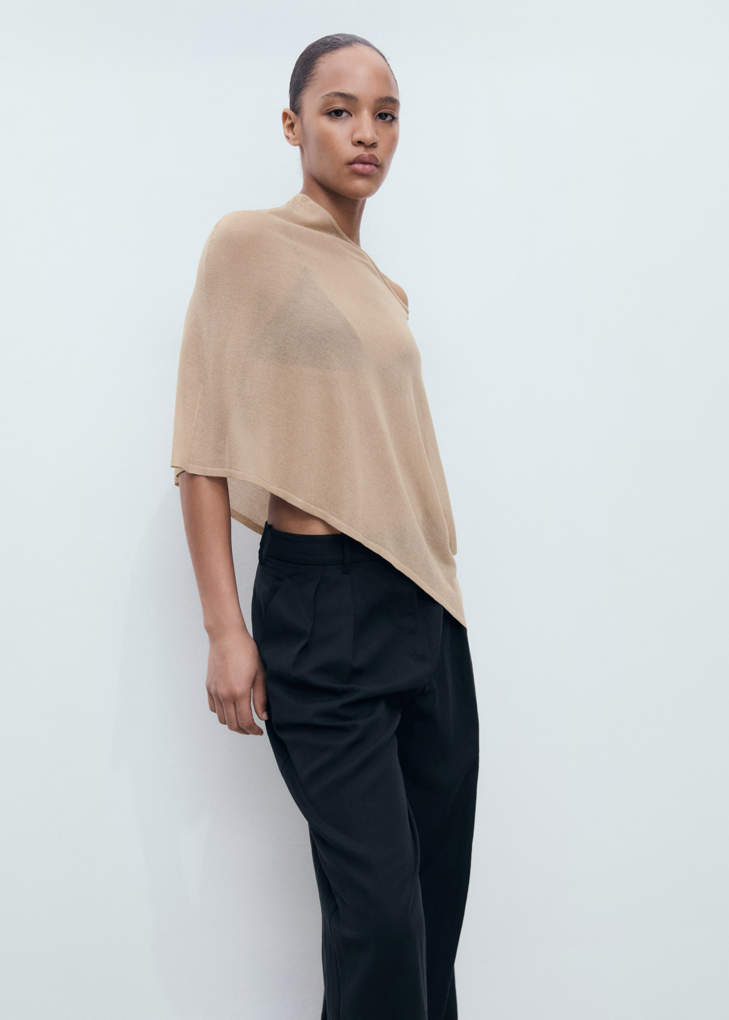 Asymmetrical knitted cape - Women | MANGO USA | Mango (US/MX/AU)