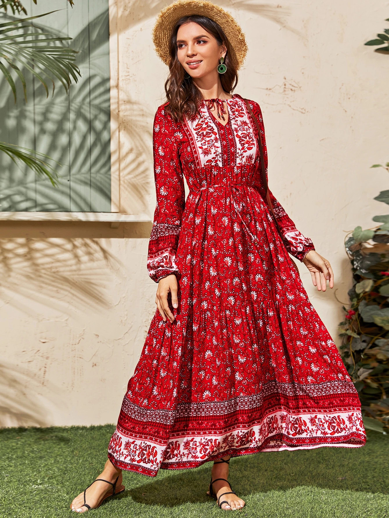 Floral Print Self Tie A-line Dress | SHEIN