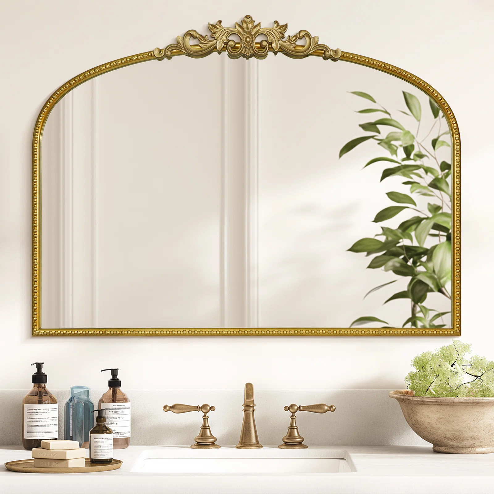 Kiany Metal Arched Mirror Vintage Mirror with Ornate Frame | Wayfair North America