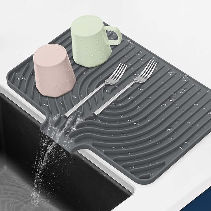 GUUKIN Dish Drying Mat, 14.7"x10.2" Drying Matt Kitchen Counter, Non-Slip Drying Pad, Easy Clean ... | Amazon (US)