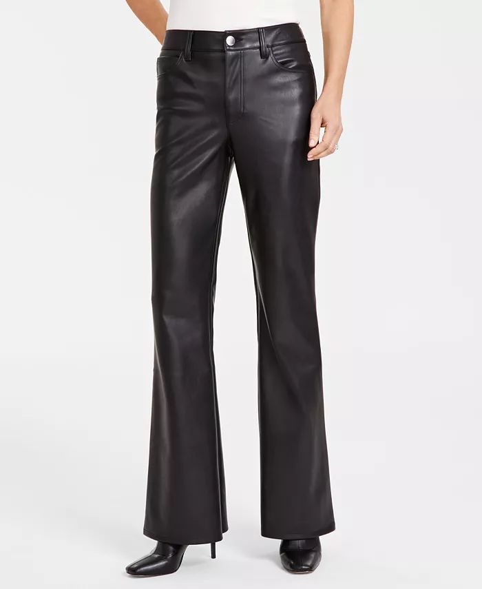 Women's Faux-Leather Flare-Leg Pants, Created for Macy's | Macy's