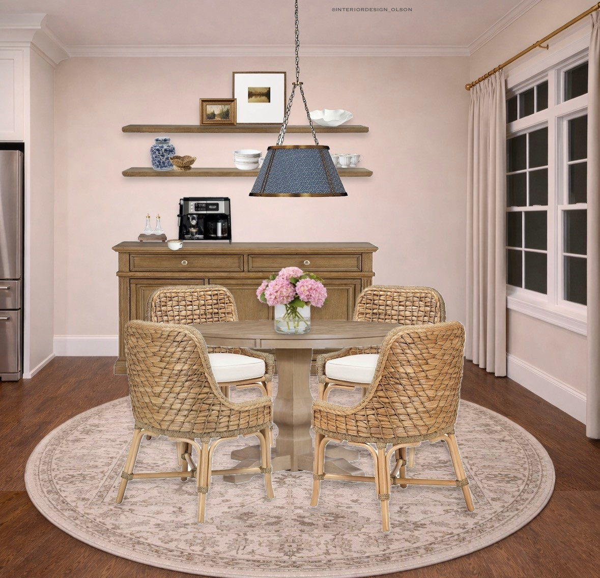 My favorite way to style a kitchen dining nook 🤍
A round table, woven chairs, and a neutral round rug create a cozy, balanced layout that feels straight out of a Nancy Meyers movie. Soft, warm, and perfect for everyday living.

Everything in this nook is linked here.

#LTKhome #KitchenNook #DiningNookInspo #NeutralHomeDecor #NancyMeyersStyle #RoundDiningTable #BreakfastNook
