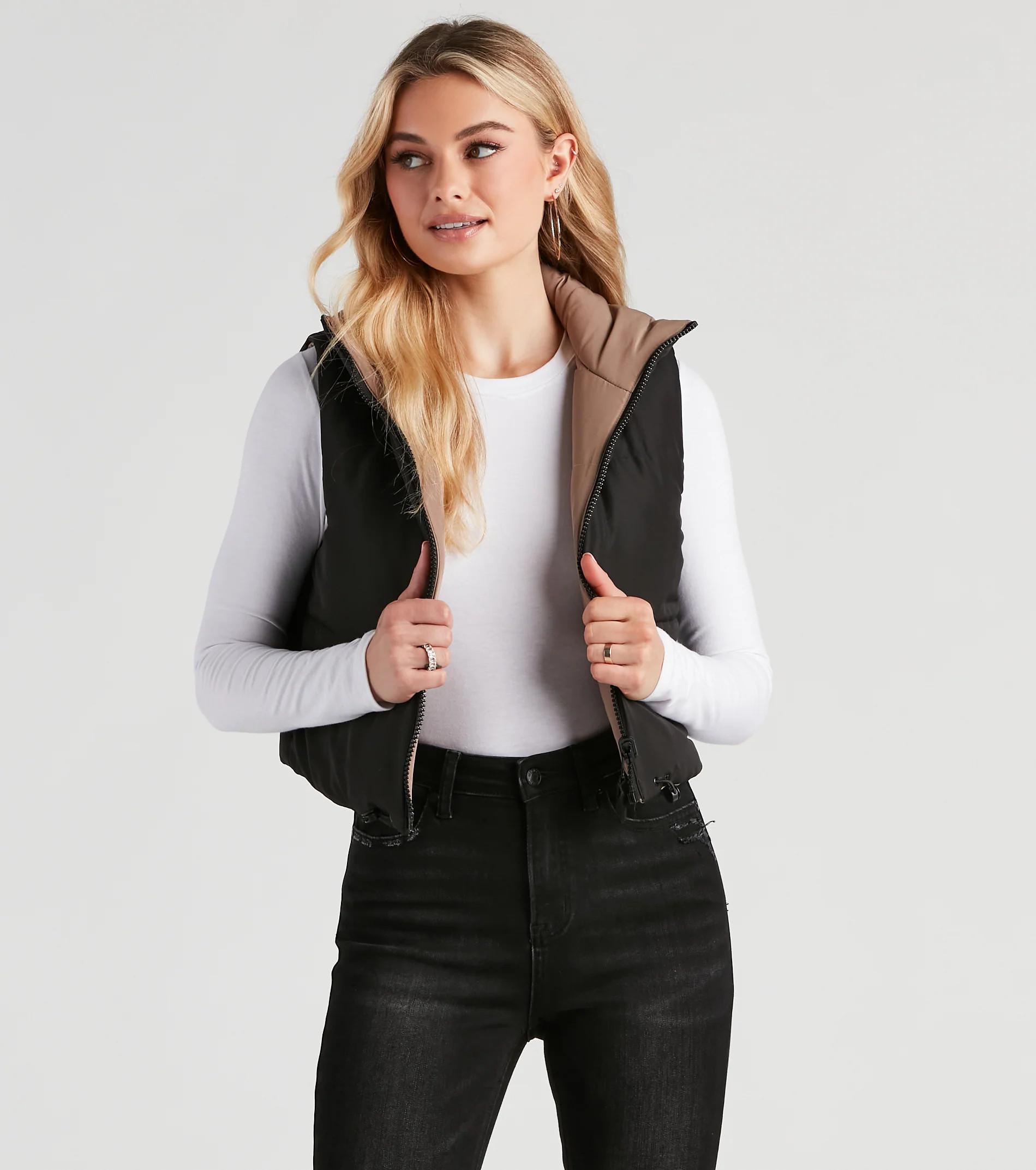 Stylish Puff Reversible Crop Vest | Windsor Stores