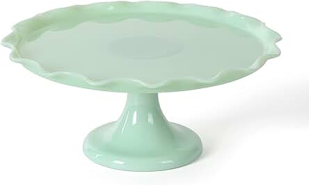 Martha Stewart Highbrook 11" Handmade Jadeite Glass Cake Stand - Ruffle Trim | Amazon (US)