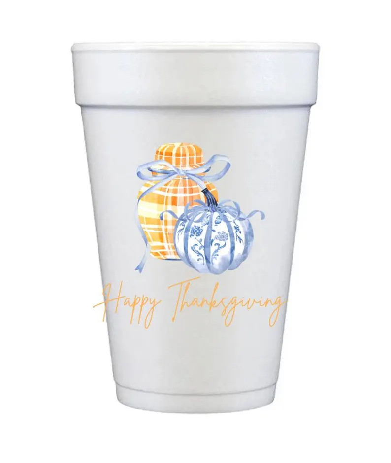 Grandmillennial Fall Cups, Thanksgiving Cups, Thanksgiving Foam Cups, Custom Thanksgiving Cups - ... | Etsy (US)