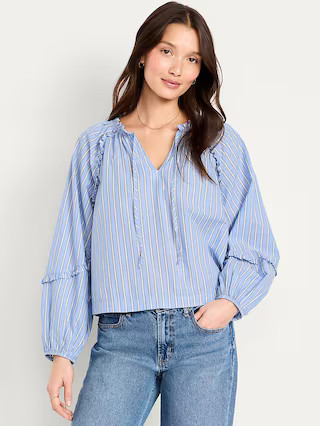 Long-Sleeve Ruffle Trim Top | Old Navy (US)