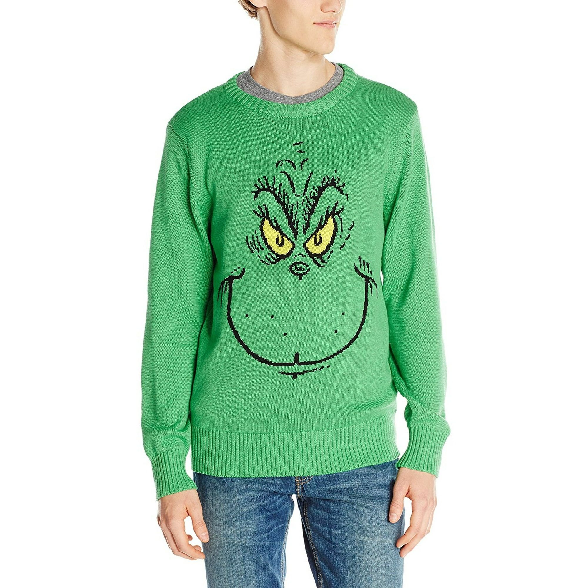 Grinch Face Dr. Seuss Ugly Christmas Sweater | Walmart (US)