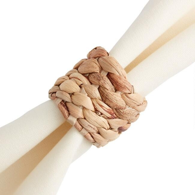 Natural Water Hyacinth Braided Napkin Rings 2 Pack | World Market