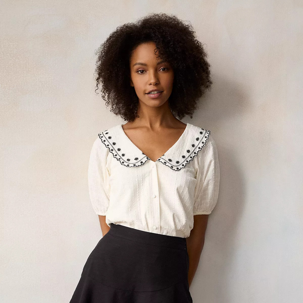 Women's LC Lauren Conrad Puff Sleeve Peasant Top | Kohl's