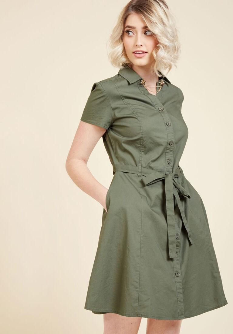 Smoothie Enthusiast A-Line Dress in Olive | ModCloth (US)