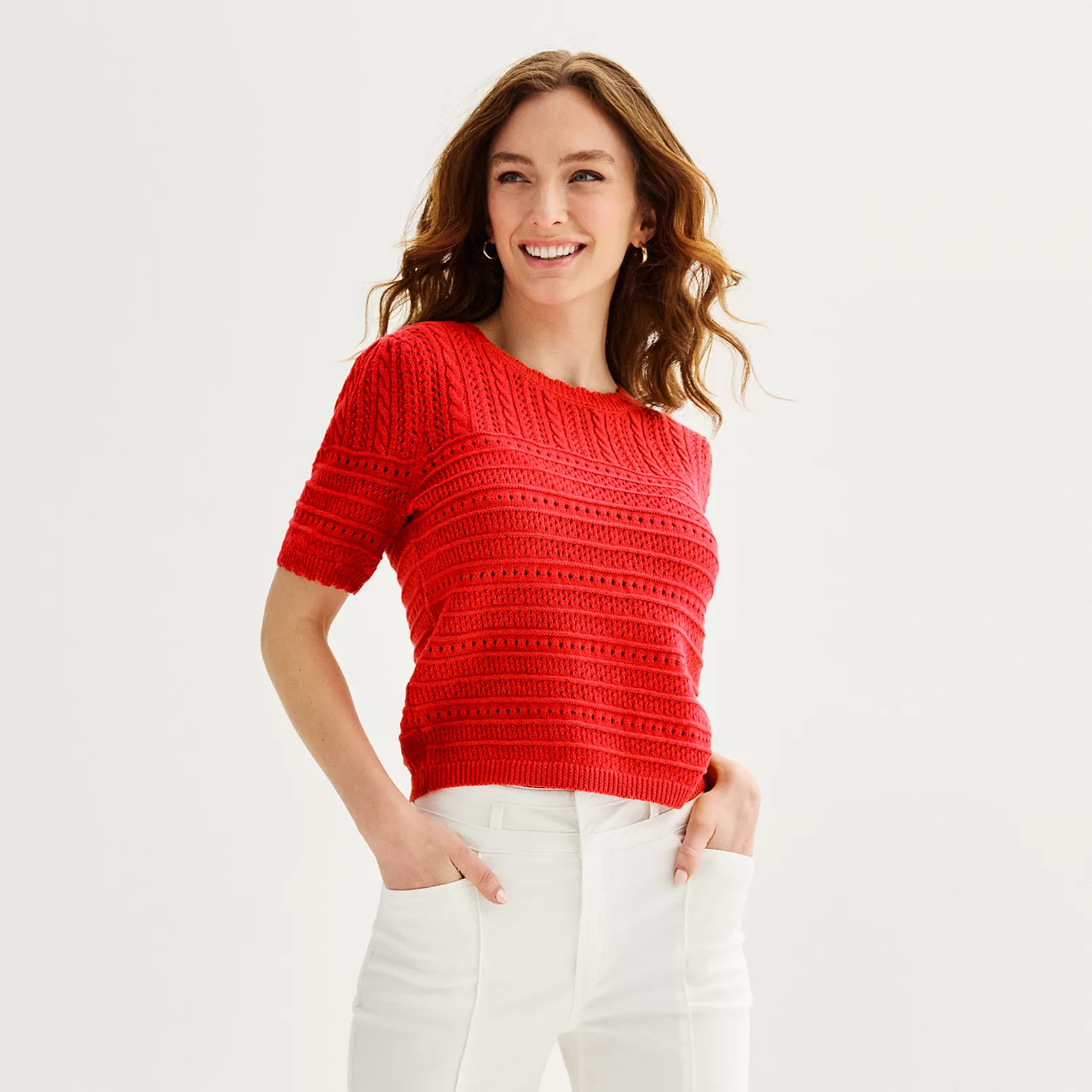 Women's Draper James Short Sleeve Pointelle Sweater | Kohl's
