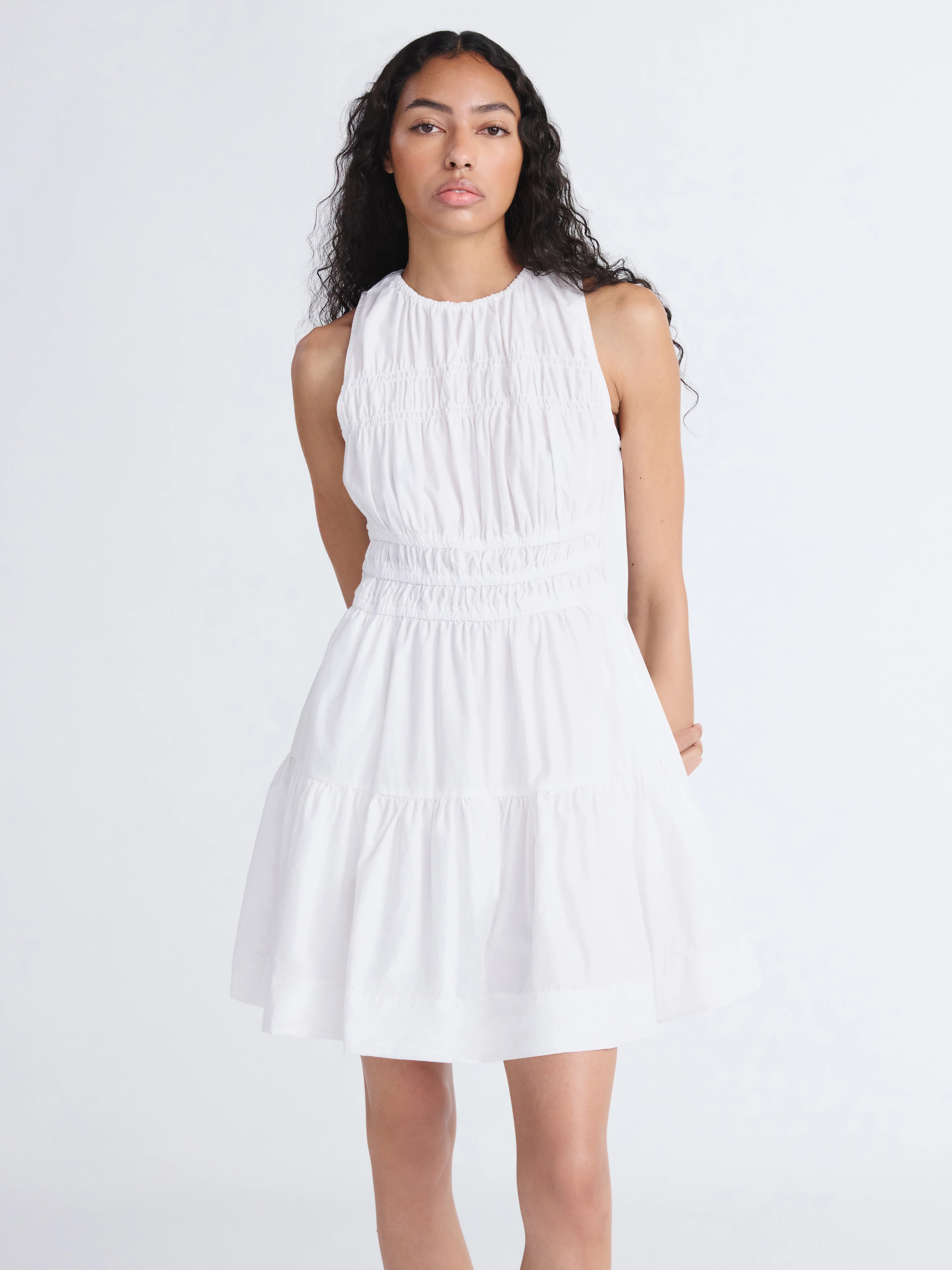 Free Assembly Women's Sleeveless Smocked Cotton Mini Dress with Back Tie, Sizes XS-XXL | Walmart (US)