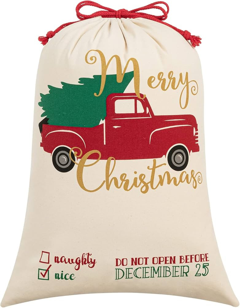 Amazon.com: HBlife Canvas Santa Sack, 19.7 X 27.6 Inch Large Santa Bags for Gifts, Personalized C... | Amazon (US)