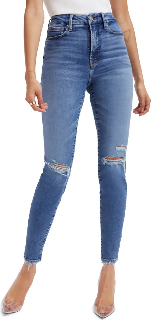Good American Good Waist Ripped High Waist Crop Skinny Jeans | Nordstrom | Nordstrom