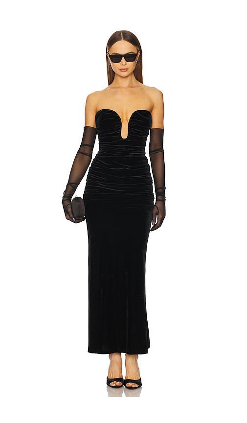 Bardot Elvira Velvet Maxi Dress in Black. Taglia 2. Also in 4, 6. | Revolve Clothing (Global)