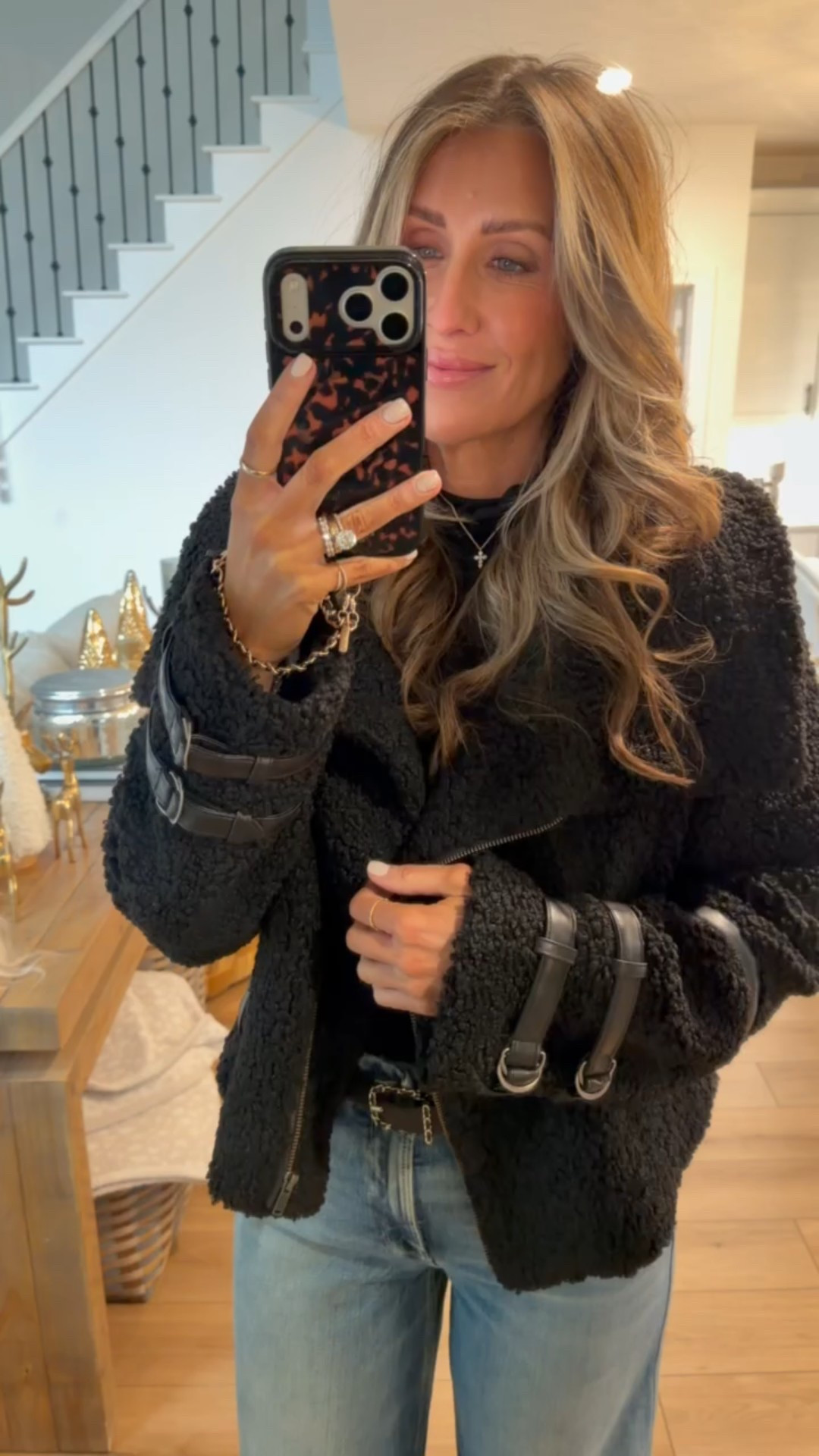 My favorite cozy jacket for the winter, elevated casual, wide leg jeans, pointed toe boots, themominstyle 

#LTKHoliday #LTKSeasonal #LTKootd