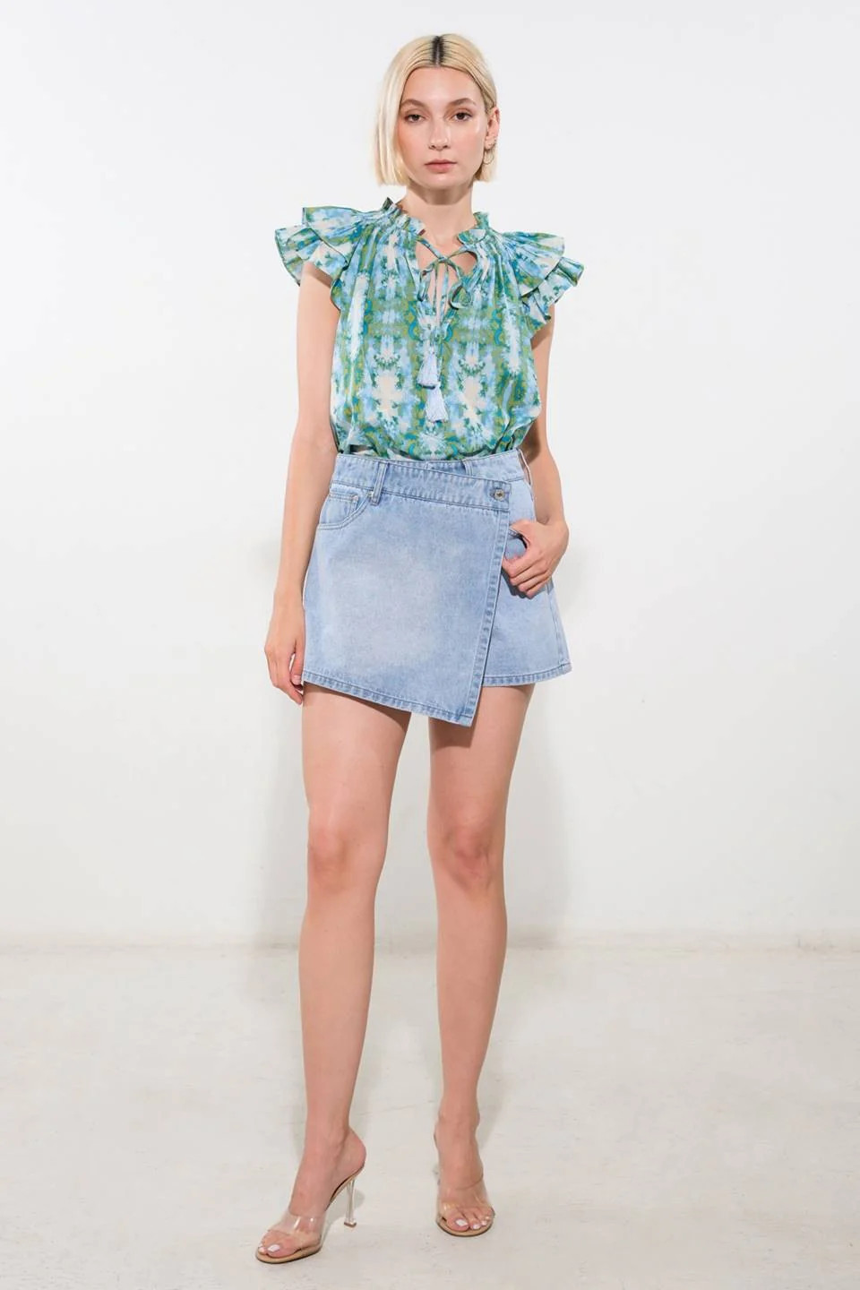 Light Blue Denim Skort | PinkBlush Maternity