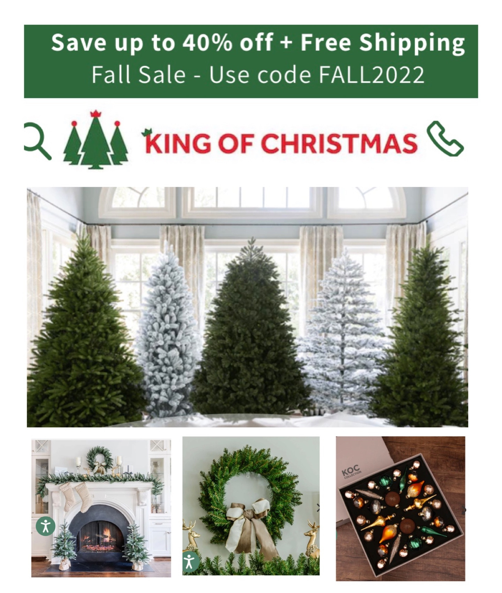 Use Code: Fall2022 
40% off now and free shipping on everything at King Of Christmas. 
Christmas trees 
Wreaths and Garlands 

#LTKsalealert #LTKHoliday #LTKSeasonal