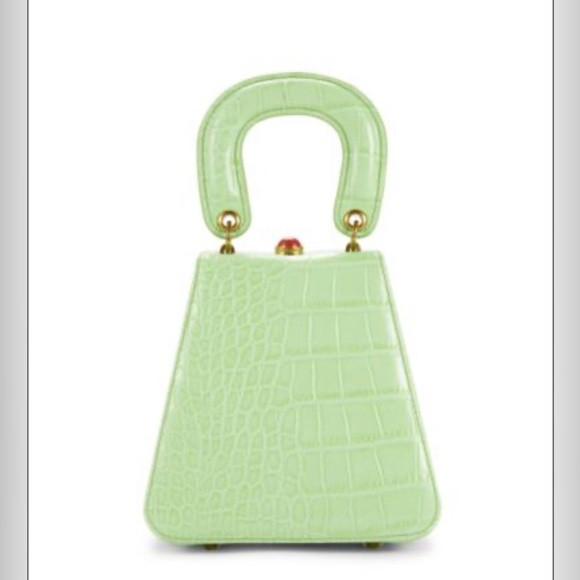 STAUD - Wore once - Kenny Croc-Embossed Pistachio leather Top Handle Bag | Poshmark