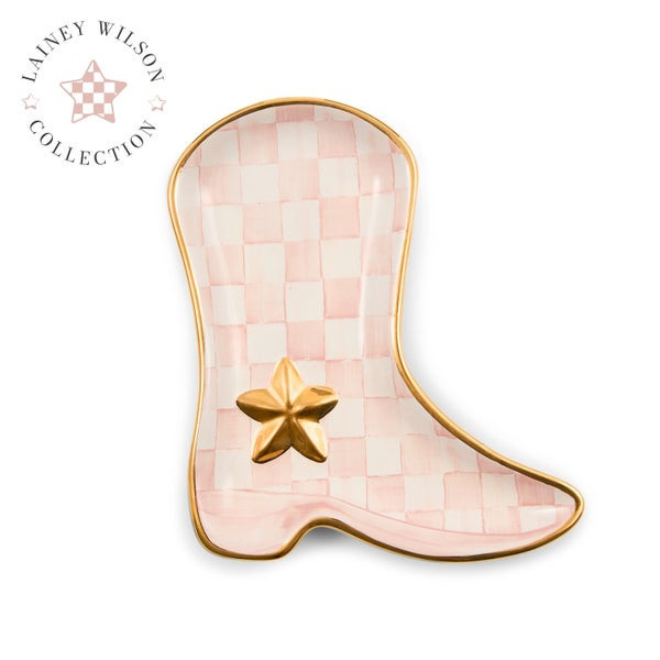 MacKenzie-Childs Lainey Wilson Rosy Check Cowgirl Boot Dish | MacKenzie-Childs