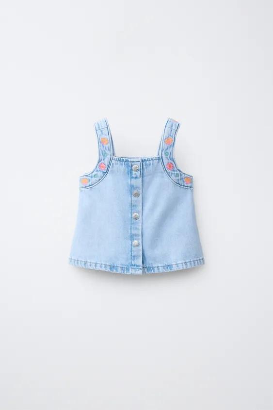 EMBROIDERED DENIM TOP | Zara US