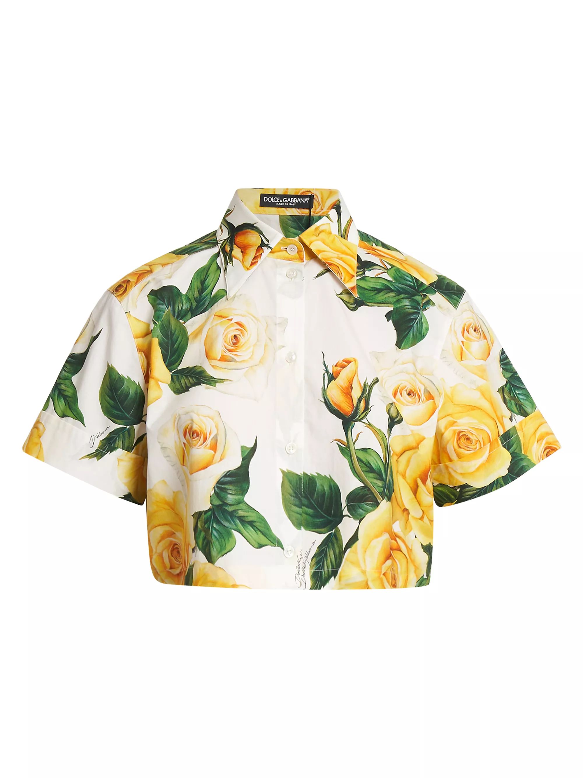 Rose Print Crop Shirt | Saks Fifth Avenue