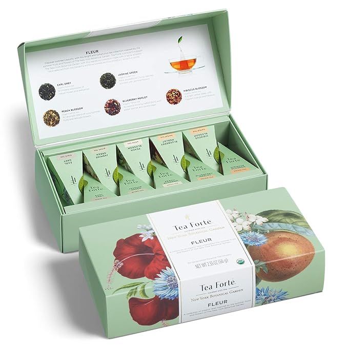 Tea Forte Fleur Organic Tea Assortment, Petite Presentation Box, Sampler Gift Set With Handcrafte... | Amazon (US)