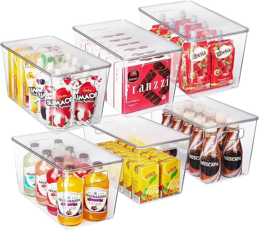 Vtopmart 6 Pack Large Clear Plastic Storage Bins with Lids, Stackable Containers with Handle for ... | Amazon (US)