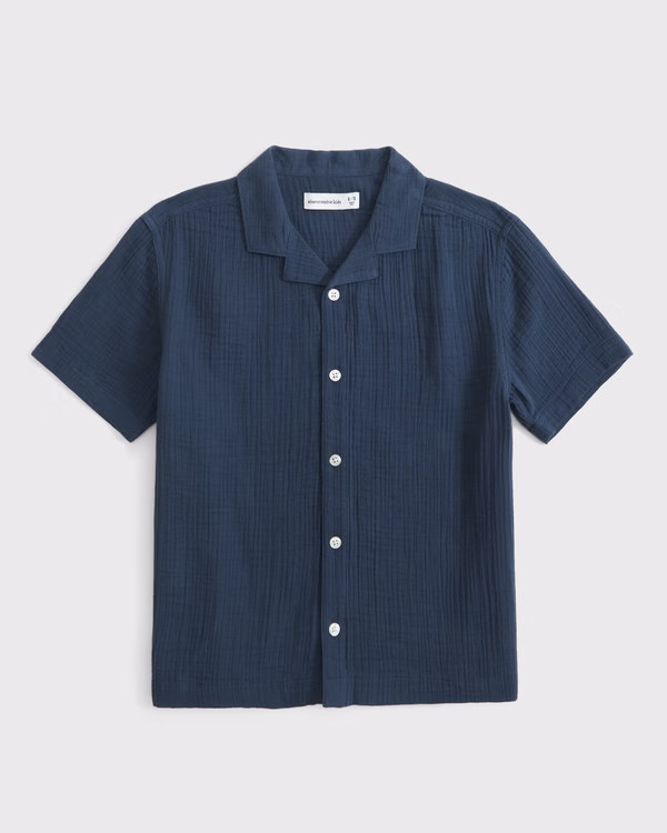 resort short-sleeve gauzy shirt | Abercrombie & Fitch (US)