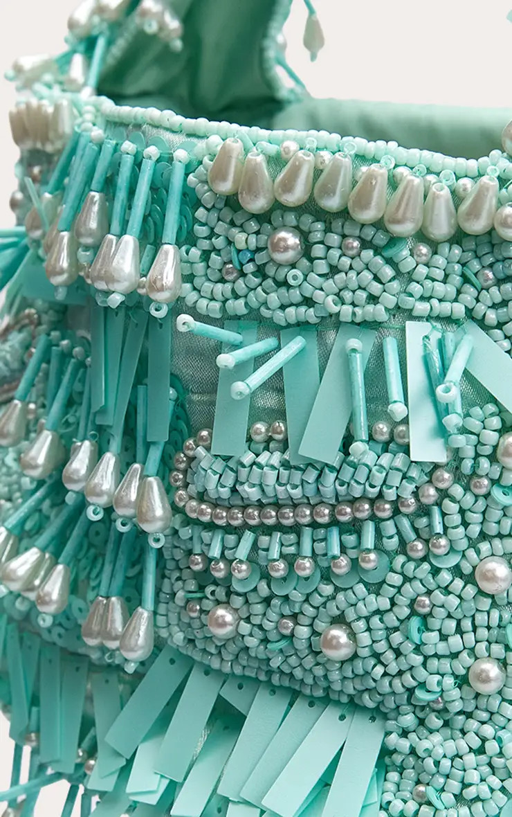 Aqua Ornate Sequin Beaded Bag | PrettyLittleThing UK