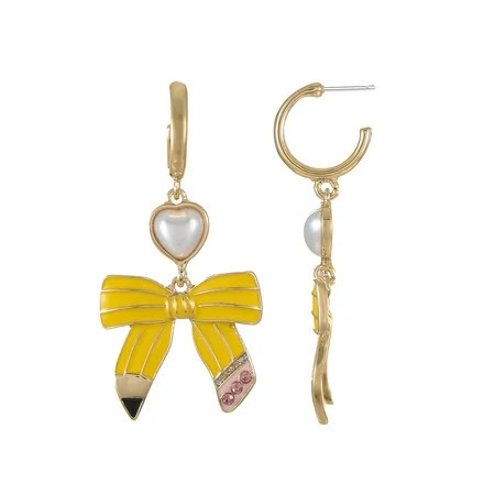 Packed Party Women s Pencil Bow Mini Hoop Earrings 1 Pair | Walmart (US)