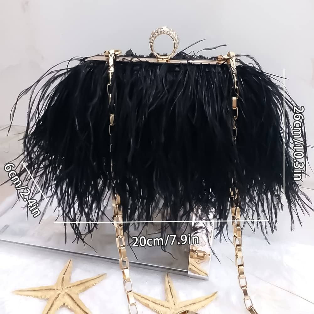 CARZA Ostrich Feather Clutch for Women Fluffy Evening Handbags Purses Shoulder Bag for Dress Part... | Amazon (US)