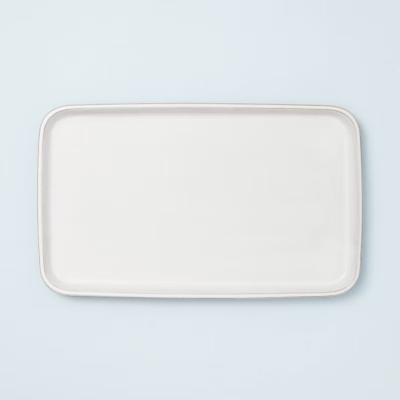 Modern Rim Stoneware Serving Platter Sour Cream - Hearth & Hand™ with Magnolia | Target