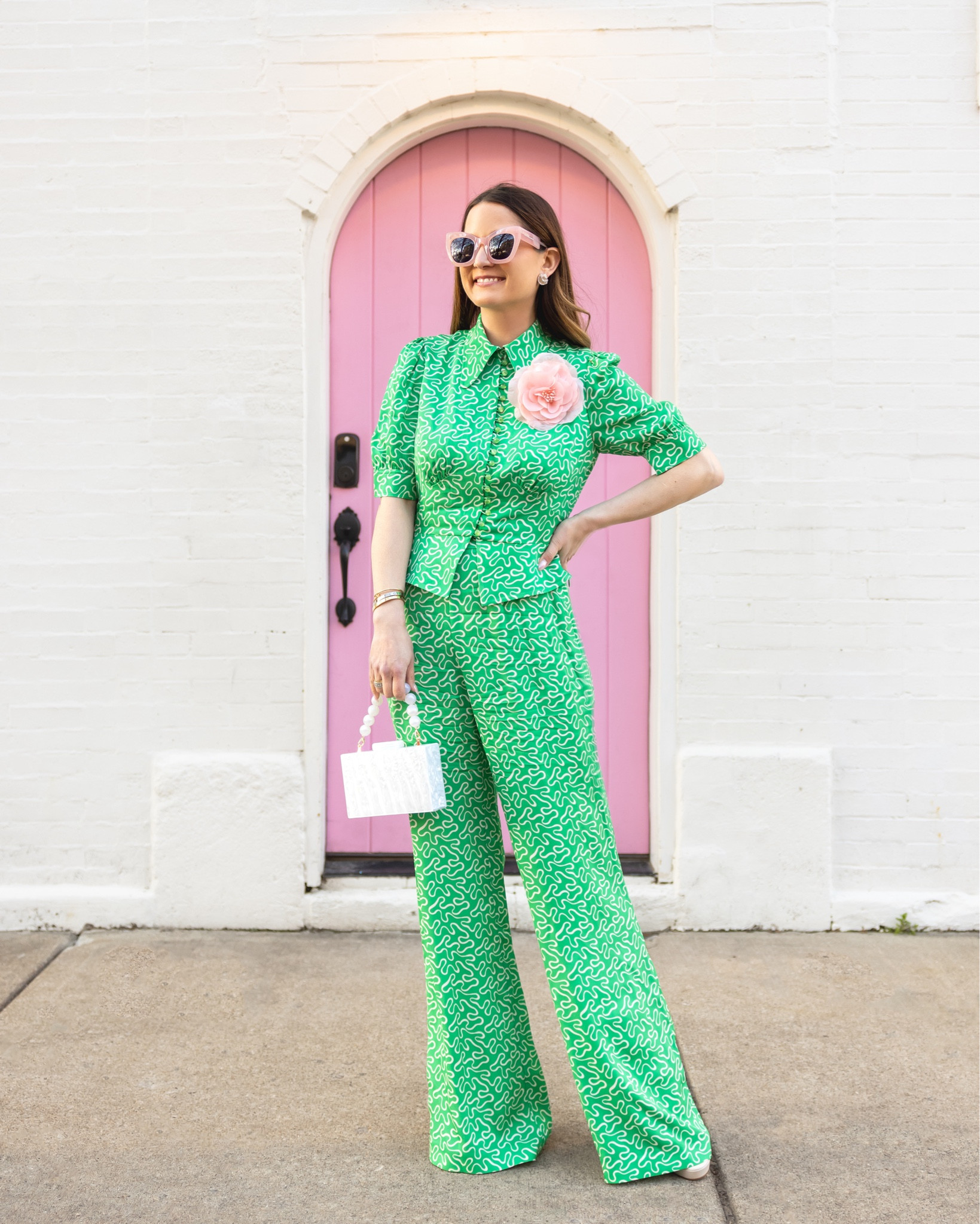Looking for an alternate option for a wedding guest outfit? Especially destination wedding outfits or more casual weddings? Shop this printed pant and top set and acrylic bags. 

#LTKSeasonal #LTKstyletip #LTKwedding