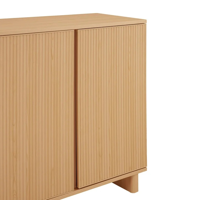 Better Homes & Gardens Lillian Fluted Bar Cabinet, Natural Pine Finish | Walmart (US)