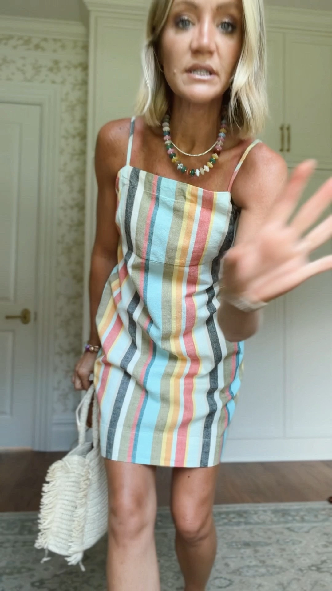 Xs in dress 
Xs in tank 
S in wide leg pants 
Xs in embroidered top
2 in denim shorts