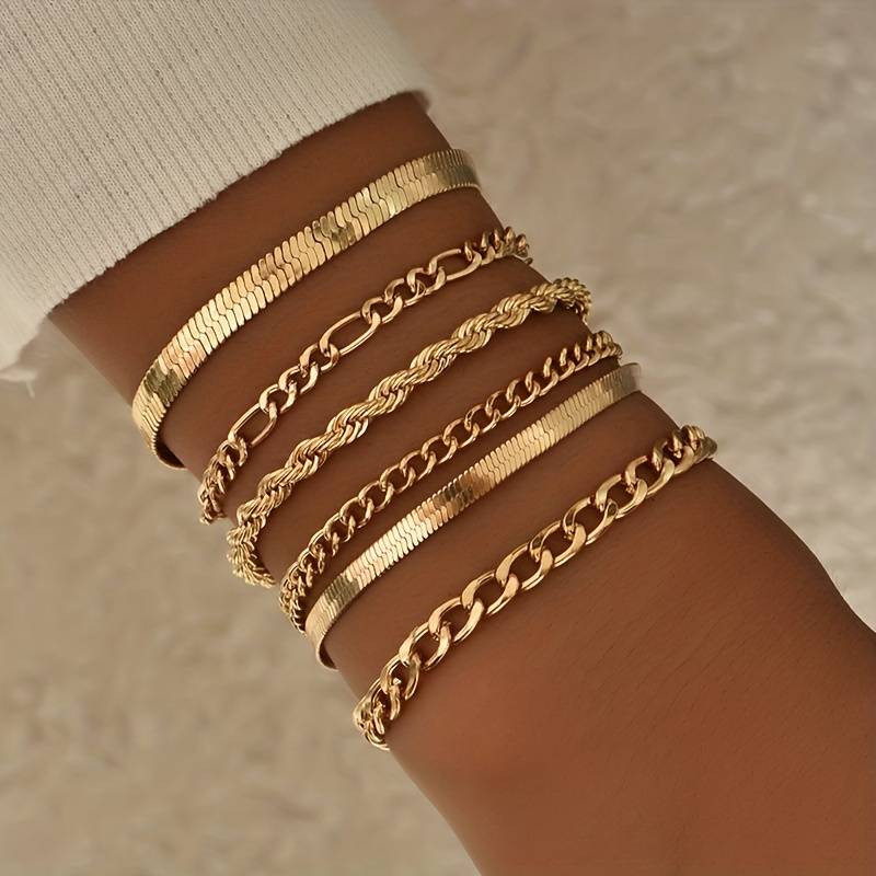 Cuban Chain Bracelet Set Hip Hop Style Multi Layers Chain - Temu Germany | Temu Affiliate Program