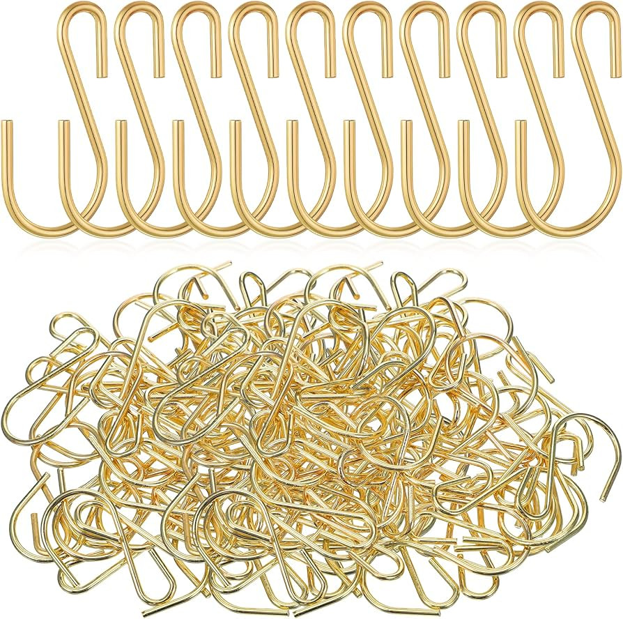 60 Pack S Hooks Small, Heavy Duty Metal Gold Mini S Hooks for DIY Crafts Jewelry Key Chain Tags | Amazon (US)