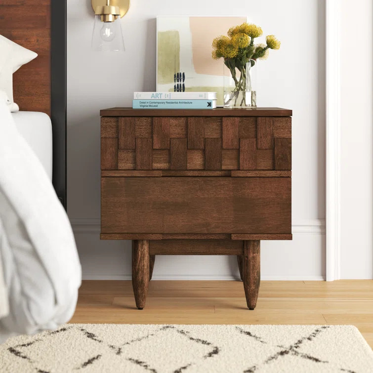 Petterson 22.83'' Tall 2 - Drawer Nightstand in Brown | Wayfair North America