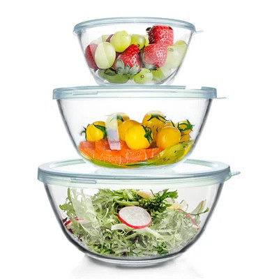 Glass Mixing Bowls Glass Bowls With Lids Set(4.5QT,2.7QT, 1.1QT),Large Salad Bowls,Glass Mixing Bowl Space-Saving Nesting Storage Bowls For Cooking,Ba | Wayfair North America