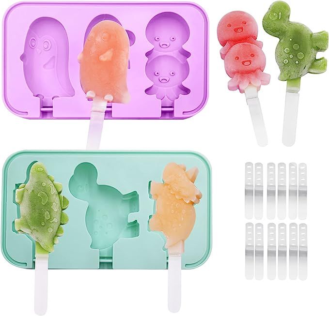 Katieyca Ice Pop Molds 2 Pack Easy Release Ice Cream Mold,Fun Popsicles Molds Silicone Reusable C... | Amazon (US)