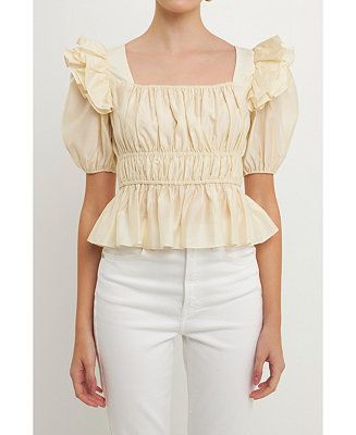 Women's Smocked Puff Sleeve Top | Macy's