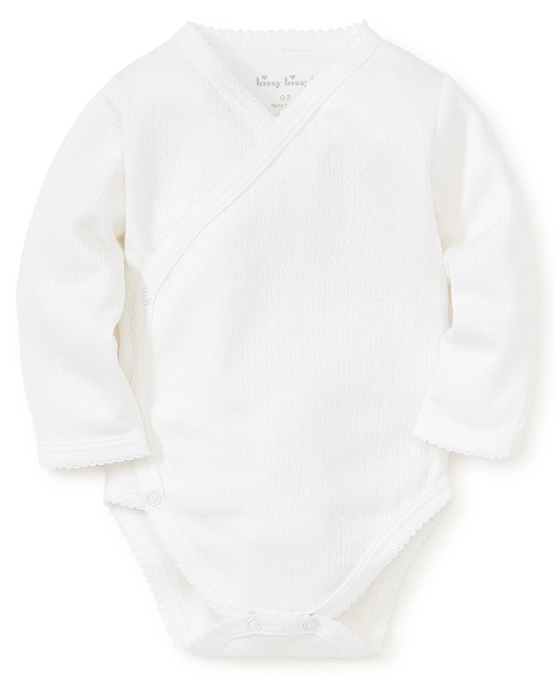 White Pointelle Long Sleeve Bodysuit | Kissy Kissy