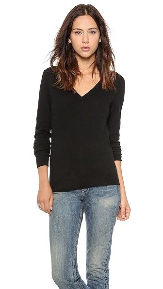 Equipment Cecile V Neck Cashmere Sweater - Black | Shopbop