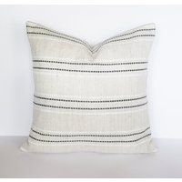 Beige & Gray Stripe Pillow Cover, Modern Style, Neutral Farmhouse Pillow, Boho Accent Throw | Etsy (US)
