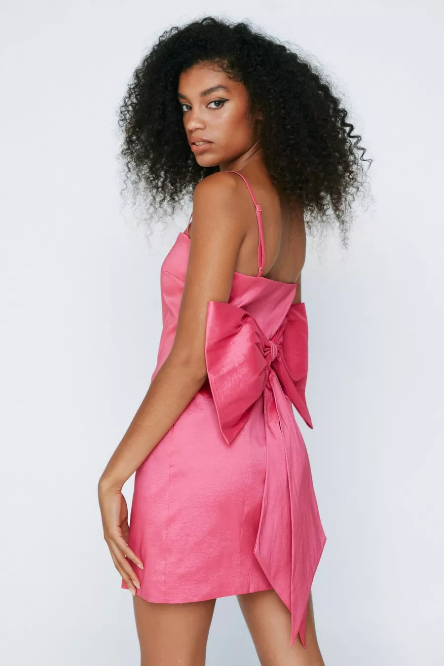 Petite Taffeta Bow Back Mini Dress | Nasty Gal (US)